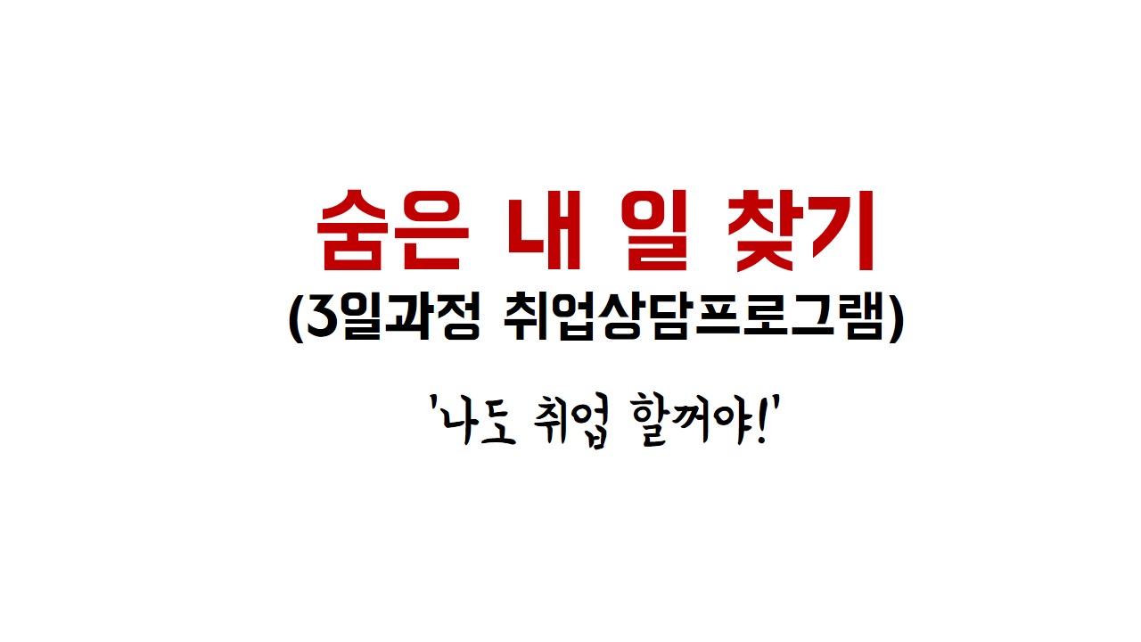 숨은 내 일 찾기 (3일과정취업상담프로그램)